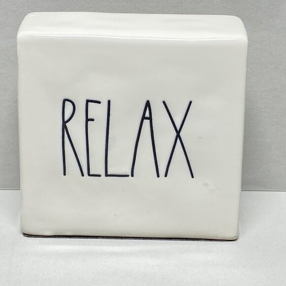 Rae Dunn Artisan Collection By Magenta "Relax" & "Pause" Ceramic Block - Picture 1 of 8